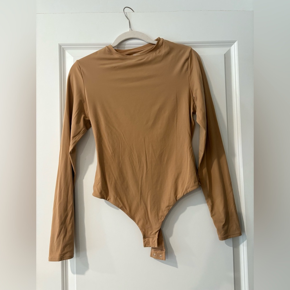 Skims Tan Long Sleeve Bodysuit